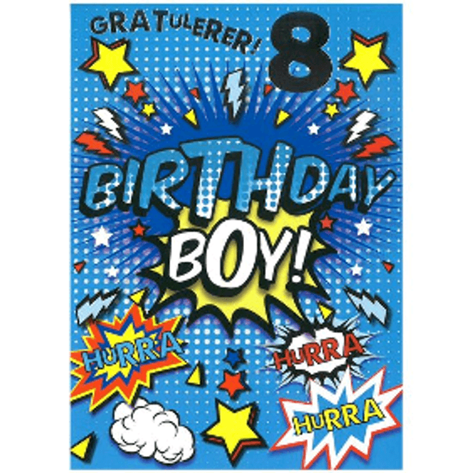 Hovedbilde Bursdagskort 8 År Gutt - Birthday Boy!