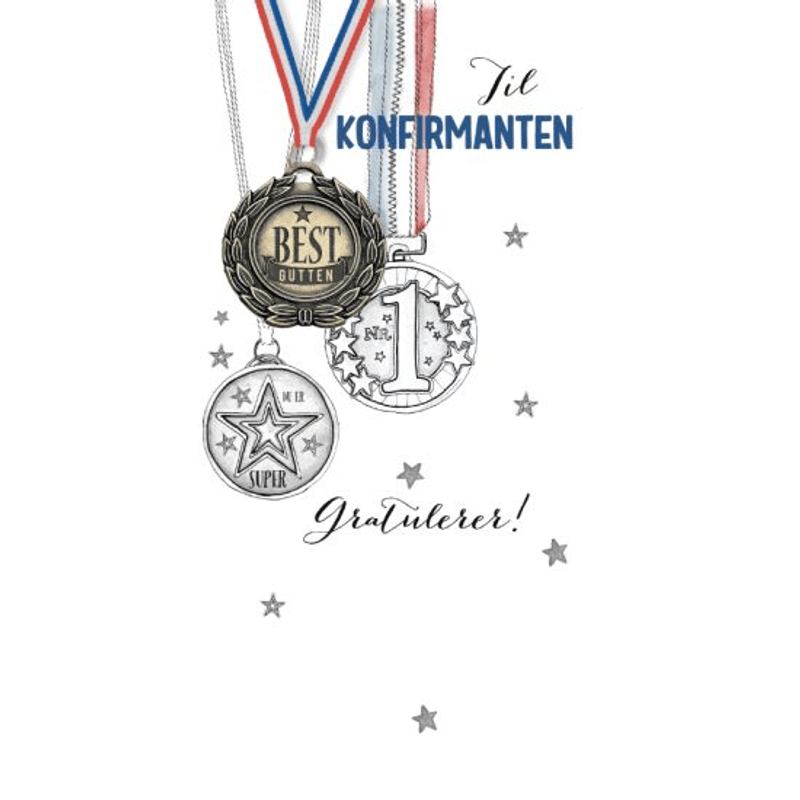 Konfirmasjonskort Dobbelt Med Konvolutt - Til Konfirmanten Medal