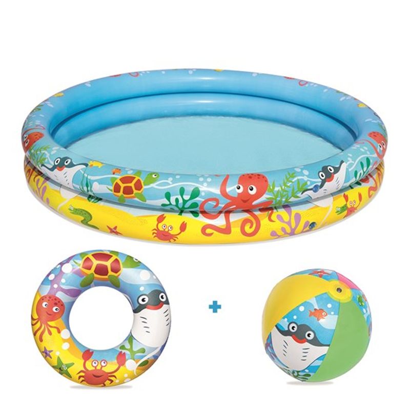 Bestway Bassengsett - Badebasseng 122 x 20 cm, Badering Og Ball