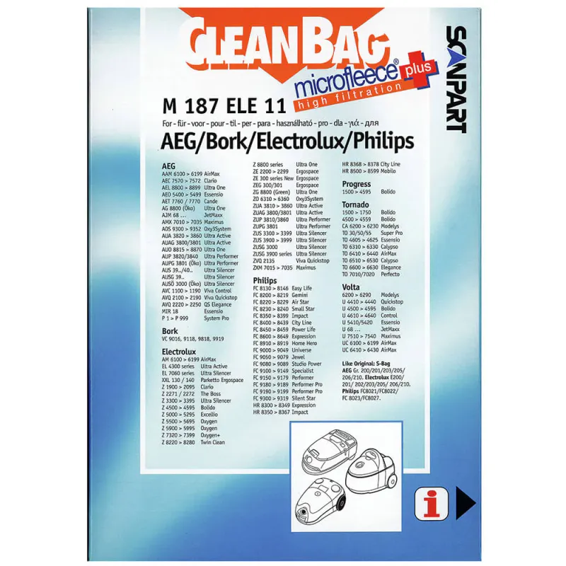 CleanBag Microfleece+ Støvsugerposer S-Bag M187