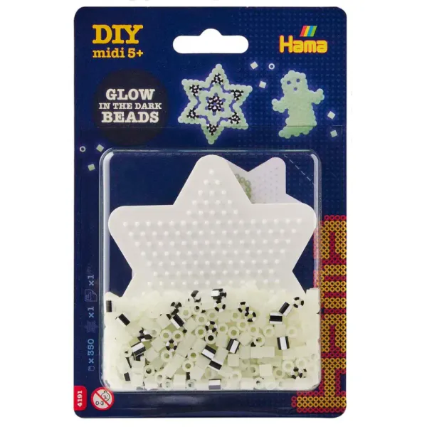 Hama Midi 350 Perler Glow In The Dark Beads Blister